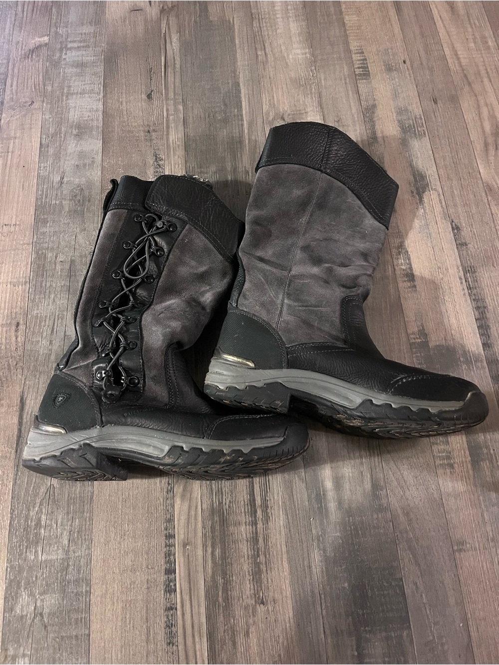 Ariat Black and Gray Lace-Up Heeled Boots